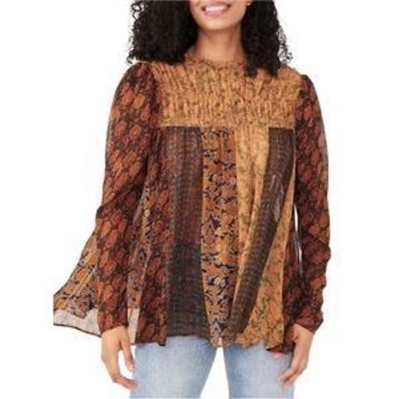 Free People Tops - Free People Sparrow Printed Tunic Top Brown Small
